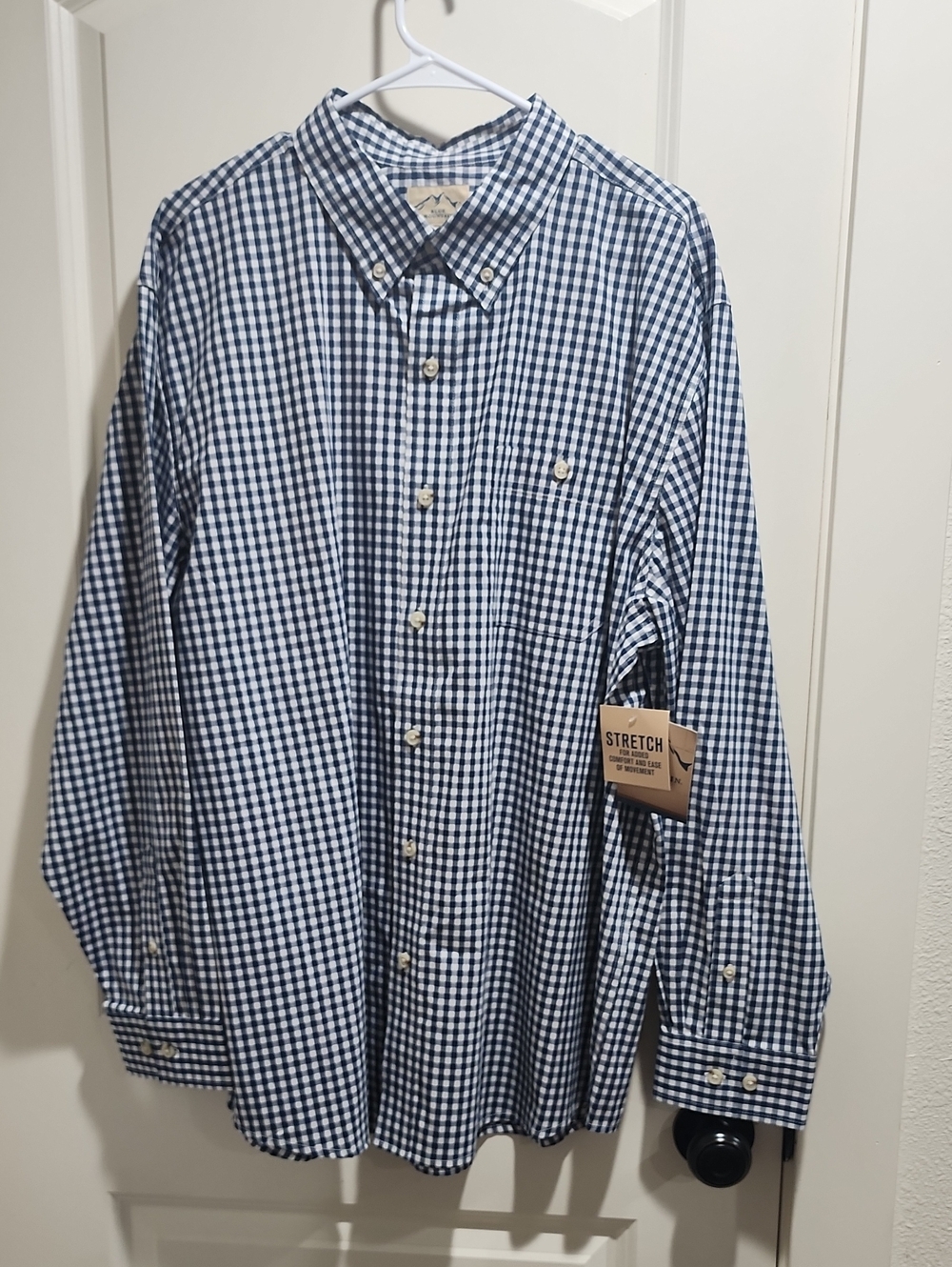 Blue Mountain Outfitters Stretch Gingham Button Down Shirt NWT Size XL